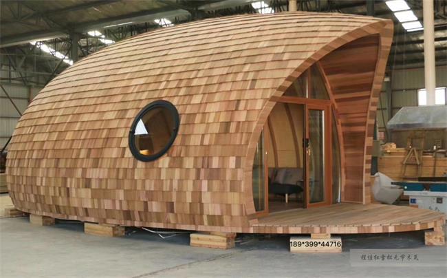 程佳红雪松木瓦船屋三角木屋屋面铺装好材料